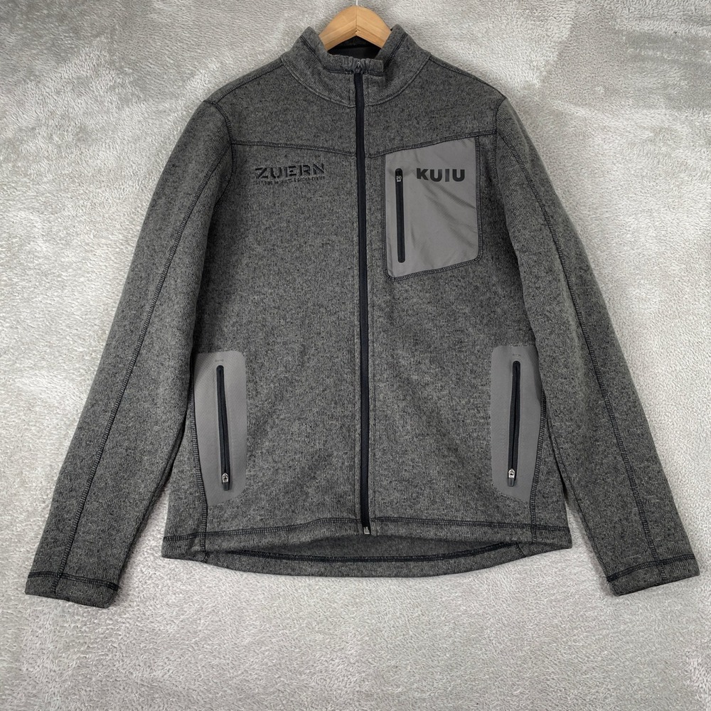 KUIU Base Camp Jacket Mens Medium Gray High Loft Sweater Fleece Embroidered